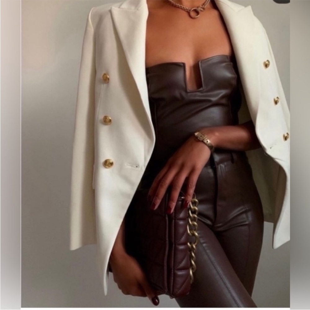 Zara leather blazer/top set - Picture 10 of 16